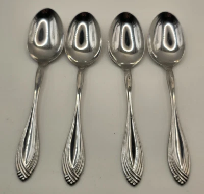 Oneida Community HEIRESS Glossy Stainless Oval Soup Spoons Set of 4 - Image 1 of 2