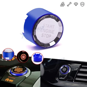 Crystal Blue Ignition Start Stop Button w/A OFF Cover For BMW 2 3 4 5 6 7 Series - Bild 1 von 11