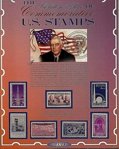 1939 Worlds Fair 7 US Stamp Commemorative Set American Historic Society Display - Picture 1 of 2