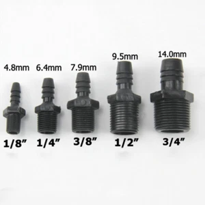 NPT 1/8"- 3/4" Tubo Macho Recto × Barba Manguera Conector PE Plástico Aire Agua - Imagen 1 de 3