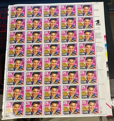 Elvis Presley Stamps USPS Rock & Roll 1992 Full Sheet of 40 - 29 Cent - Image 1 of 2