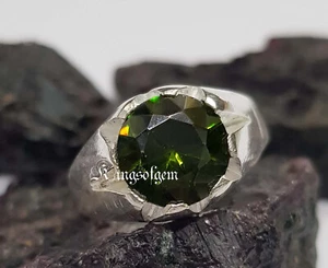 Anillo de plata de ley 925 con circón verde diseño hecho a mano anillo de piedras preciosas regalo para ella - Imagen 1 de 7