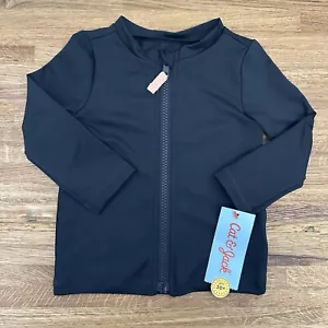 Cat & Jack Toddler Baby 12 Months Long Sleeve Zip Up Rash Guard Swim Top Black - Picture 1 of 6