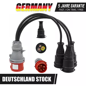CEE Adapter Starkstrom 16A Stecker 400V auf 3x 230V Gummi Kupplung - Bild 1 von 10