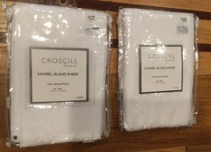 Croscill Home Tailored Curtains Sanibel Island White Sheer Panel 47"x84" New - Picture 1 of 7