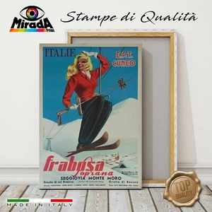 QUADRO vintage Frabosa Soprana Monte Moro Cuneo Bossea montagne neve TELA CANVAS - Imagen 1 de 3