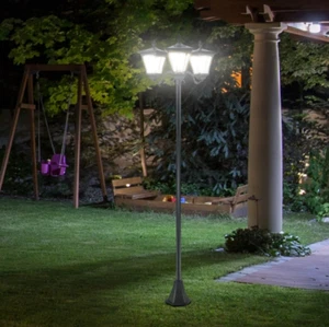 Solar Lamp Post Outdoor 72 Light Lights Waterproof Street Vintage Triple-Head - Picture 1 of 9