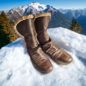 Bota Baretraps Patten Invierno Imitación Piel de Conejo Gamuza Forrada Cuero Marrón Talla 10 - Imagen 1 de 12