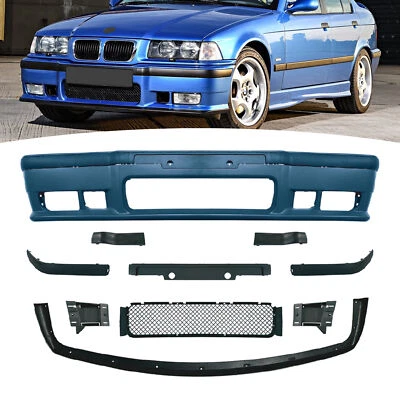 Kit de carrocería de parachoques delantero de repuesto + rejilla Fit 92-99 BMW E36 serie 3 1 pieza estilo M3 Foto 1 de 4
