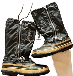 Vtg Sorel Kaufman BOOTS Acadian black Men Size 6, Women 8 Wool Lined Size Zipper - Picture 1 of 17