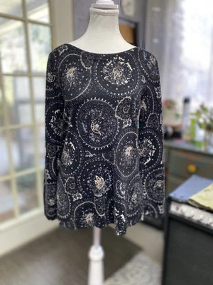 Talbots M Petite 美利奴羊毛毛衣套衫船领轻质佩斯利 (Q) — 第 1/4 张图片