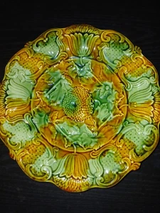 Raro Antiguo Mayólica 9.5 Pulgadas Hoja Cuenco Sin Marcar Hoja Trasera y Flor Ver Foto - Imagen 1 de 6