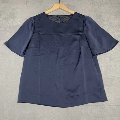 Blusa Camisa J Crew 365 Top Mujer 0 Azul Marino Manga Corta Poliéster Elegante Foto 1 de 4