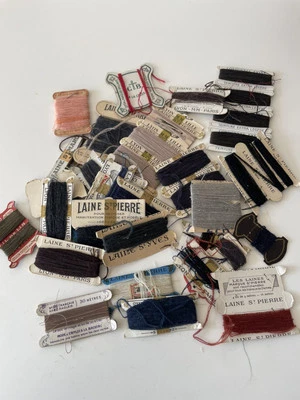 Lot Ancienne carte de fil LAINE ST PIERRE À LA CROIX Mercerie PUB 1900 1940 DÉCO - Photo 1/4