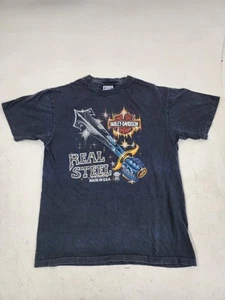 Vintage 80s Harley Davidson Real Steel Shirt Single Stitch Large Dallas Texas - Bild 1 von 12