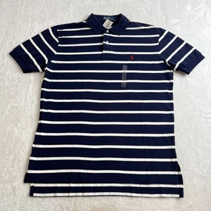 Vintage Polo Ralph Lauren gestreiftes Poloshirt Damen Large blau weiß maritim neu mit Etikett - Bild 1 von 9