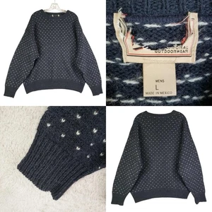 Vintage Woolrich Navy Wool Knit Birdseye Crewneck Sweater Sz L Large Fisherman - Picture 1 of 10