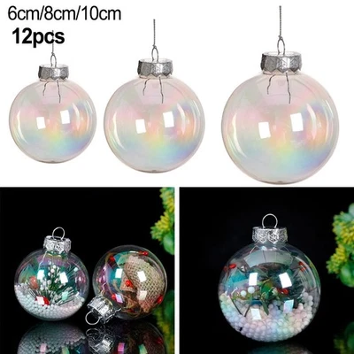 Plastica Trasparente Leggera per Addobbi Natalizi 12pz con Corda Argento - Immagine 1 di 4