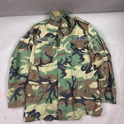 Vintage US Air Force M65 Jacket Mens Medium Long Woodland Field Cold Weather 90s - Image 1 of 4