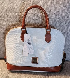 Cartera Cartera Cartera Dooney & Bourke Azul Glaciar Lagarto Cuero Repujado Cremallera NUEVA - Imagen 1 de 5