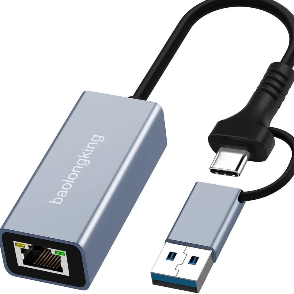 BRAINZAP USB 3.0 zu RJ45 Gigabit LAN Adapter mit 3x USB 3.0 Hub - Schwarz