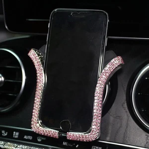 Universal Car Phone Holder With Bing Crystal Rhinestone Auto Air Vent Mount Clip - Photo 1 sur 18