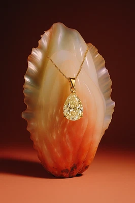 GRA 3.50ct Pear Cut VVS1 Moissanite 14k Yellow Gold Plated Solitaire Pendant - Image 1 of 3