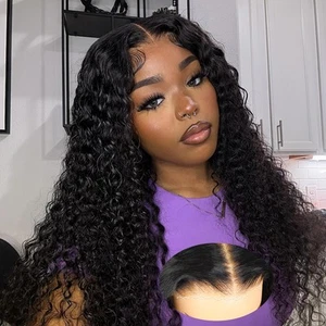 20 Inch Deep Wave Lace Front Glueless Wigs Human Hair Pre Plucked Pre Cut 7x5... - Picture 1 of 5