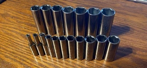 18 Pcs Craftsman G Sockets 6pt Metric 1/4 Drive(4mm-14mm) & 3/8 drive(13mm-19mm) - Picture 1 of 2