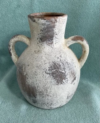 Handcrafted SIDUCAL Ceramic Vase Terracotta Vase with Handles White Washed 7.5” - Bild 1 von 4