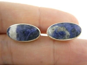 Taxco Mexico 950 Silber Sodalith Cabochon Ohrstecker 7,8 g 17,49 mm Länge - Bild 1 von 10