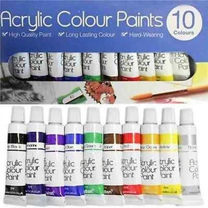 ACRYLIC COLOUR PAINTS ARTIST ART AND CRAFT PAINT SET 10X 6ml - Picture 1 of 5
