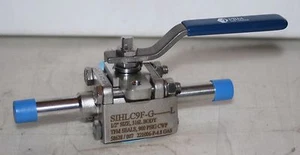 1/2" OD Tube Weld 3-Piece Ball Valve 900 PSIG 316L Stainless PBM SIHLC9F-G---- - Picture 1 of 5
