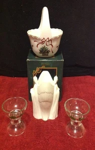 Vintage Avon Gift Collection Candlestick Holders Kanesho Christmas Angel Basket - Picture 1 of 12