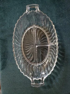 Vintage Fostoria Colony 3-teilig geteilte Genussschale 13" klares Wirbelmuster 2412 - Bild 1 von 11