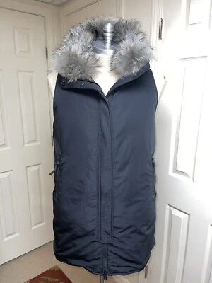 Chaleco de plumón negro Derek Lam 10 Crosby para mujer con cuello de zorro talla XL USADO EN EXCELENTE ESTADO Foto 1 de 4