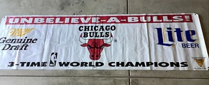 CHICAGO BULLS 1993 NBA CHAMPIONS VINYL BANNER 36X120 MICHAEL JORDAN Miller Lite - Picture 1 of 9