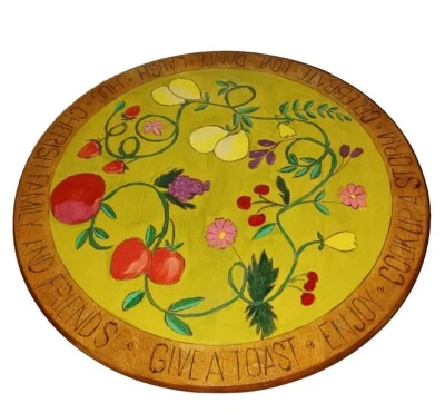 Lazy Susan Turntable In Fruits and Flowers Hand Painted Motif Cherish Friends - Image 1 of 4
