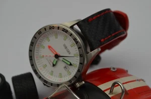 PULSERA RELOJ 26 24 22MM NEGRO ROJO PIEL AUTÉNTICA FIBRA DE CARBÓN EFECTO CORREA MA CORREA - Imagen 1 de 10