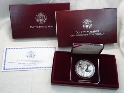 1999-P Dolley Madison Proof Silver Dollar US Mint $1 Commemorative OGP Box & COA - Image 1 of 4
