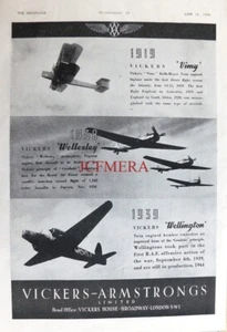 Vickers WELLINGTON Twin-Engined Medium Bomber Airplane ADVERT 1944 Print 674/25 - Picture 1 of 2
