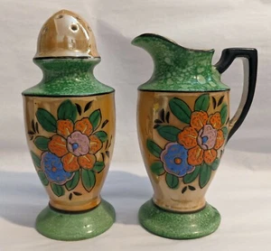 Vintage Lusterware Milchkännchen & Zuckerstreuer - Blumen - Muffineer - Moriage Japan - Bild 1 von 9