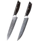 2Pcs 8in Bread Knife+ Slicing Knife VG10 Damascus Steel Kitchen Japanese Knife