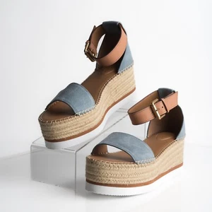 See By Chloe Damen Glyn Blau Wildleder Plateau Espadrille Sandalen US 10 EU 40 Neu - Bild 1 von 9