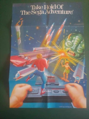 Vintage 1987 SEGA ADVENTURE Master System Folding Game Promo Insert Poster - Image 1 of 2