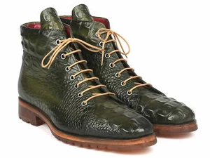 Paul Parkman Men's Green Croco Embossed Leather Boots (12811-GRN) - Picture 1 of 6