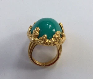 Rachel Leigh turquoise resin 'Gumball' ring  Turquoise / Gold EUC - Picture 1 of 7
