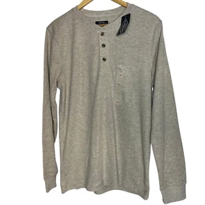 St. John's Bay Men's M Long Sleeved Henley Shirt Tan Oatmeal Casual Classic - Picture 1 of 6