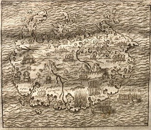 "UNIDENTIFIED ISLAND OF SOUTH-EAST ASIA" [Vietnam?].  ANDRÉ THEVET, Woodcut 1575 - Picture 1 of 3