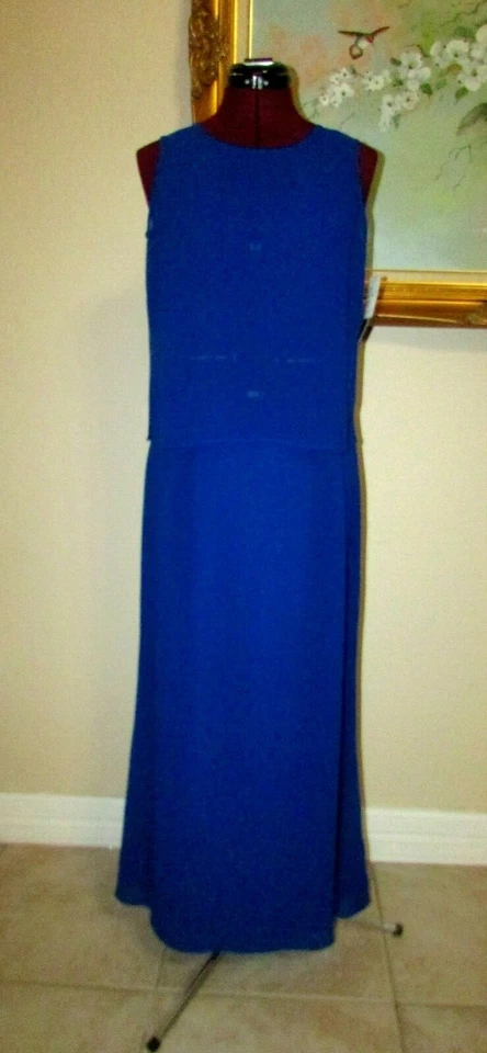 NEW CYNTHIA HOWIE FOR MAGGY BOUTIQUE 2 PC. SZ 4 BLUE FLOOR LENGTH SKIRT SUIT - Image 1 of 4